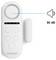 'Wireless door alarm' with speaker icon and '90 dB' label, indicating loudness. Features buttons labeled 1-4 and lock/unlock symbols.
