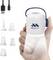 'Kona Air' handheld vacuum with various interchangeable nozzles, USB charging cable, and bright LED light for multifunctional use.
