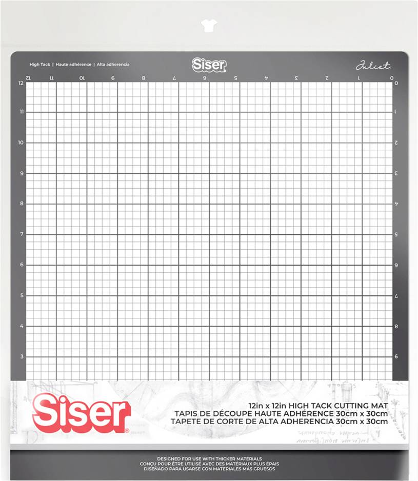 'Siser High Tack Cutting Mat, 12in x 12in, 30cm x 30cm, with grid lines for precise cutting and alignment.'