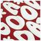 Close-up of white, inflated letters on a textured, red surface, forming a bold and playful design featuring numbers and floral patterns.