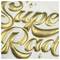 'Super Rad' written in gold, stylized cursive on a white background, with star accents.