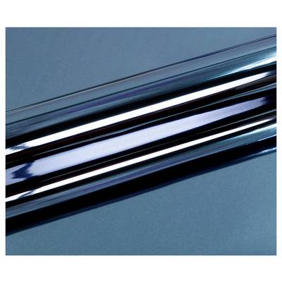 Two shiny metallic rods placed parallel against a blue background, reflecting light.