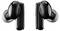 Black wireless earbuds with silicone tips facing each other on a white background.