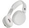White over-ear headphones with padding, featuring a brand logo on the side.