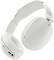 White over-ear wireless headphones with cushioned ear pads and adjustable headband, featuring a charging port on the left side.