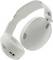 White over-ear headphones with a sleek design, featuring adjustable headband and visible control buttons on the ear cups.