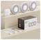 'X-Sense 10-Year Smoke Alarm Mini Kit' displayed with three round smoke alarms, a square hub, packaging box, screws, and user manuals.