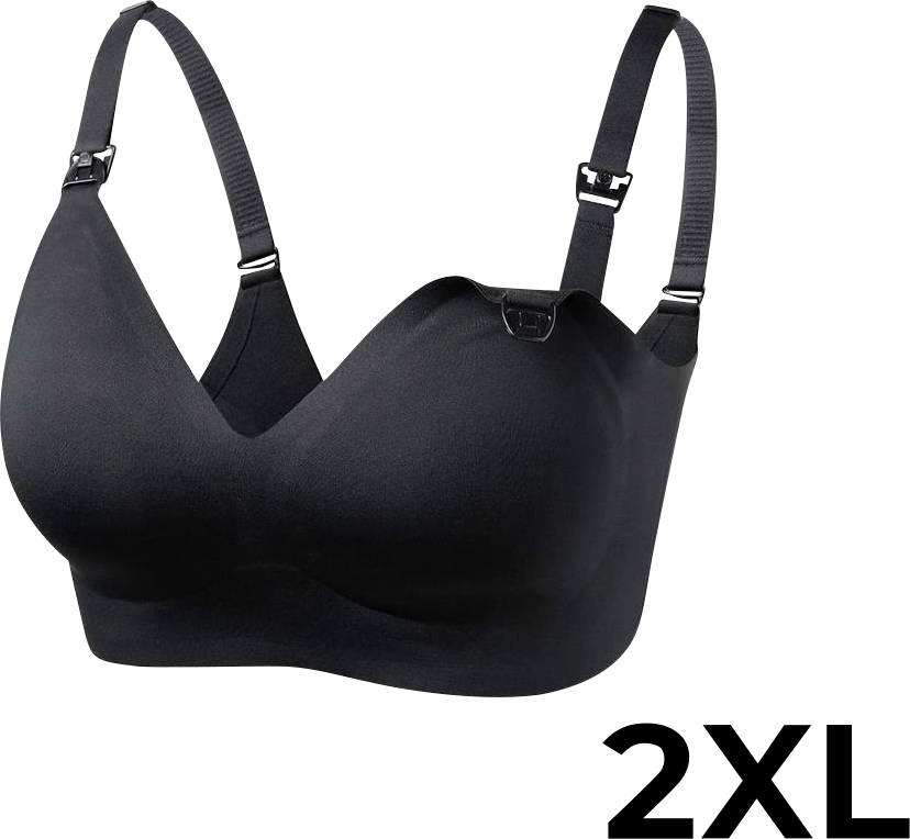 A black seamless bra with adjustable straps and a 2XL size label prominently displayed in the bottom right corner.