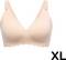 A light peach scalloped-edge bra with adjustable straps, labeled 'XL' in the bottom right corner.