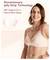 A smiling person wears a light-colored bra with text: 'Revolutionary Jelly Strip Technology, 360° Support for a Natural Bust Shape.'