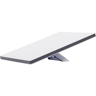 A sleek, modern balance board with a white surface and a triangular support underneath, designed for fitness and balance exercises.