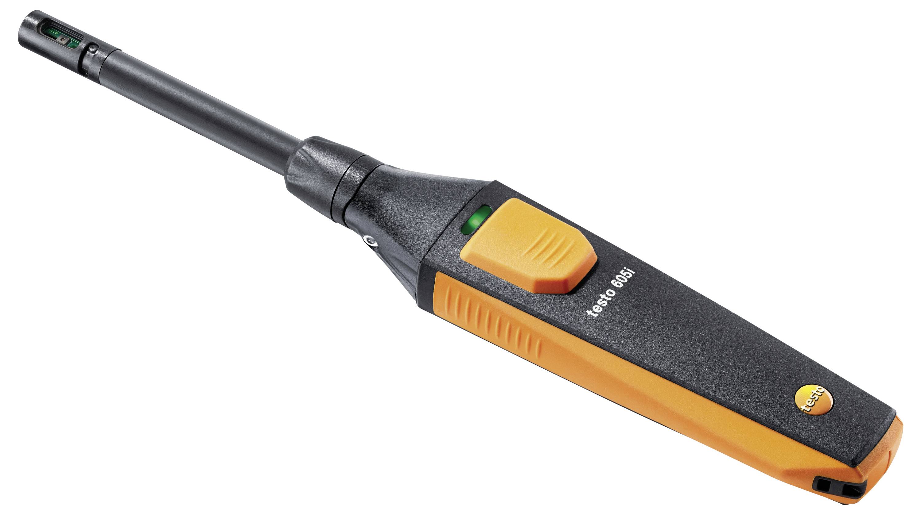 Handheld gas detector with orange and black casing labeled 'testo 650.'