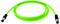 Bright green coiled cable with metal connectors on both ends, shown on a white background.