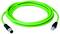 Green Ethernet cable with one round connector and one RJ45 plug<br>
