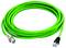 Bright green Ethernet cable coiled with metal connector on one end and RJ45 plug on the other<br>