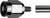 Metal coaxial cable connector with a detached cylindrical sleeve shown beside it on a white background.