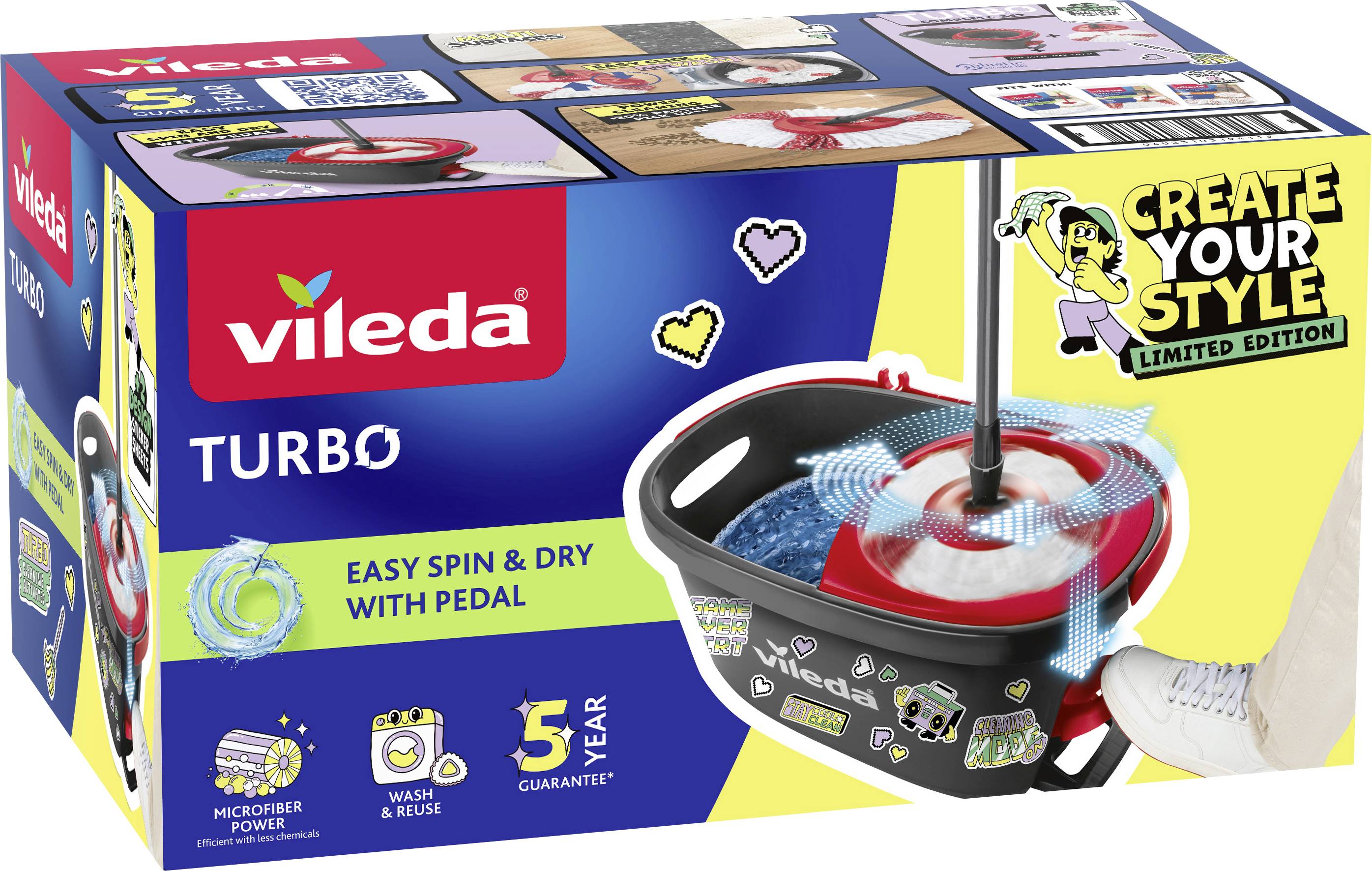 Vileda 183685 Vileda TURBO MY STYLE Box - Level Up Your Space Mop complete set Anthracite, Red 1 pc(s)