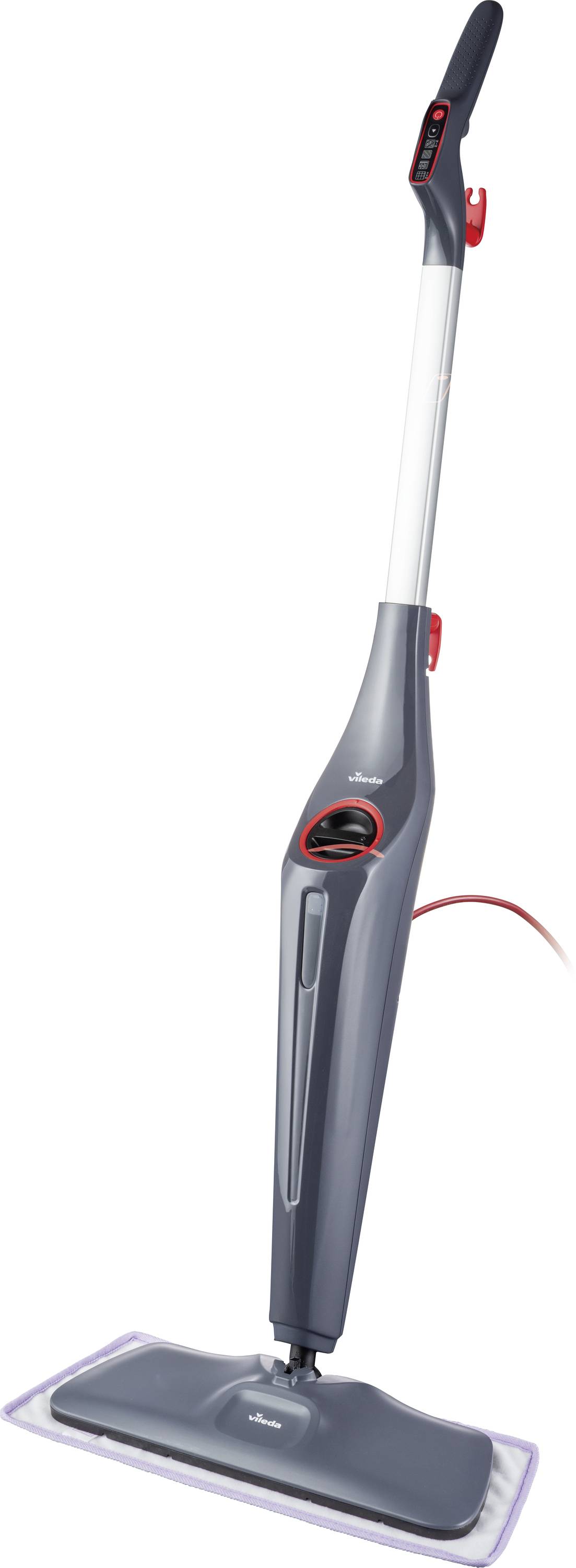 Cordless steam mop with a rectangular cleaning pad, shown upright on a white background.
