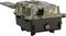 A camouflage-patterned electronic device with a protruding antenna and a connector port, possibly used for outdoor communication or tracking.