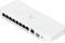 A white network switch with eight Ethernet ports and indicator lights, used for connecting multiple devices to a network.