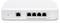 A white network switch with four Ethernet ports and a power indicator light on the left side.