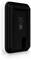 A black, rectangular wall mount kit with a sleek design, suitable for securely holding a device on vertical surfaces.
