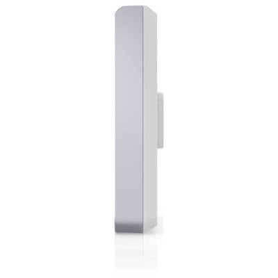 Side view of a sleek, vertical rectangular device, possibly an electronic gadget, with a button or protrusion on the right side.