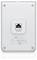 The back of a white UniFi In-Wall access point, showing an Ethernet port and product certification details.