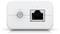 A white device with a coaxial port labeled 'ANT' on the left and an Ethernet port with a lightning bolt icon on the right.