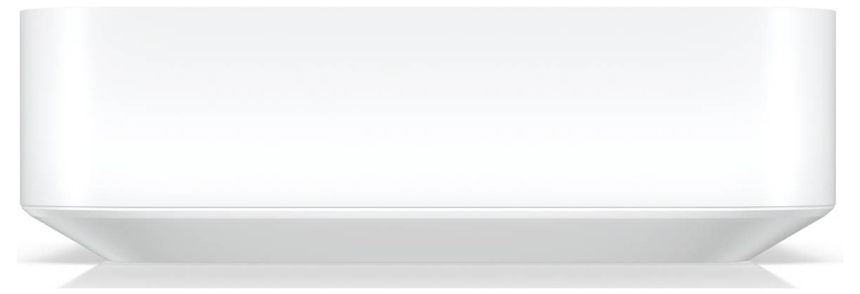 A sleek, minimalist white rectangular device with a smooth surface, viewed from the front, likely an electronic gadget or home accessory.