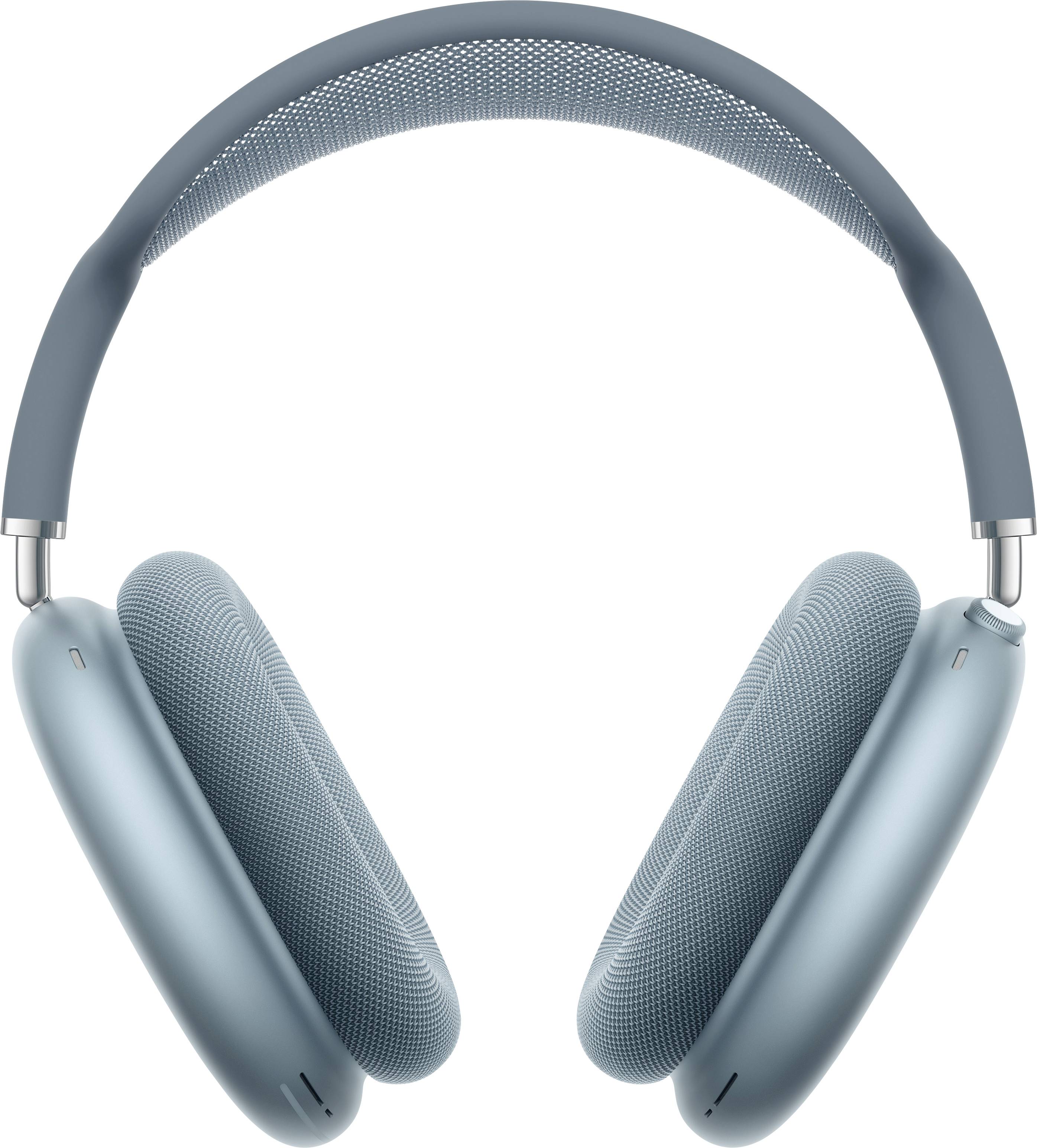 A pair of over-ear headphones with a sleek blue finish and cushioned ear cups, designed for comfort and high-quality sound.