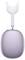 Purple wireless over-ear headphone with a white mesh headband, viewed from above, showcasing its sleek design and ear cup controls.