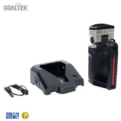 GOALTEK battery charger set with power cord, charging dock, and handheld battery pack on a white background.