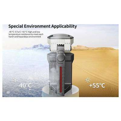 Product shown as suitable for special environments, with text stating it operates from -40°C to +55°C and has low-temperature and high-temperature resistance.<br>