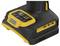 A close-up of a Dewalt power tool base showing control buttons for speed settings and power indicator, with a yellow and black design.