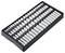 A tray holding an assortment of silver socket wrenches, organized in rows by size, ranging from small to large, on a black tray.