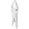 A silver locking plier with an adjustable grip and release lever, designed for gripping and turning objects securely.