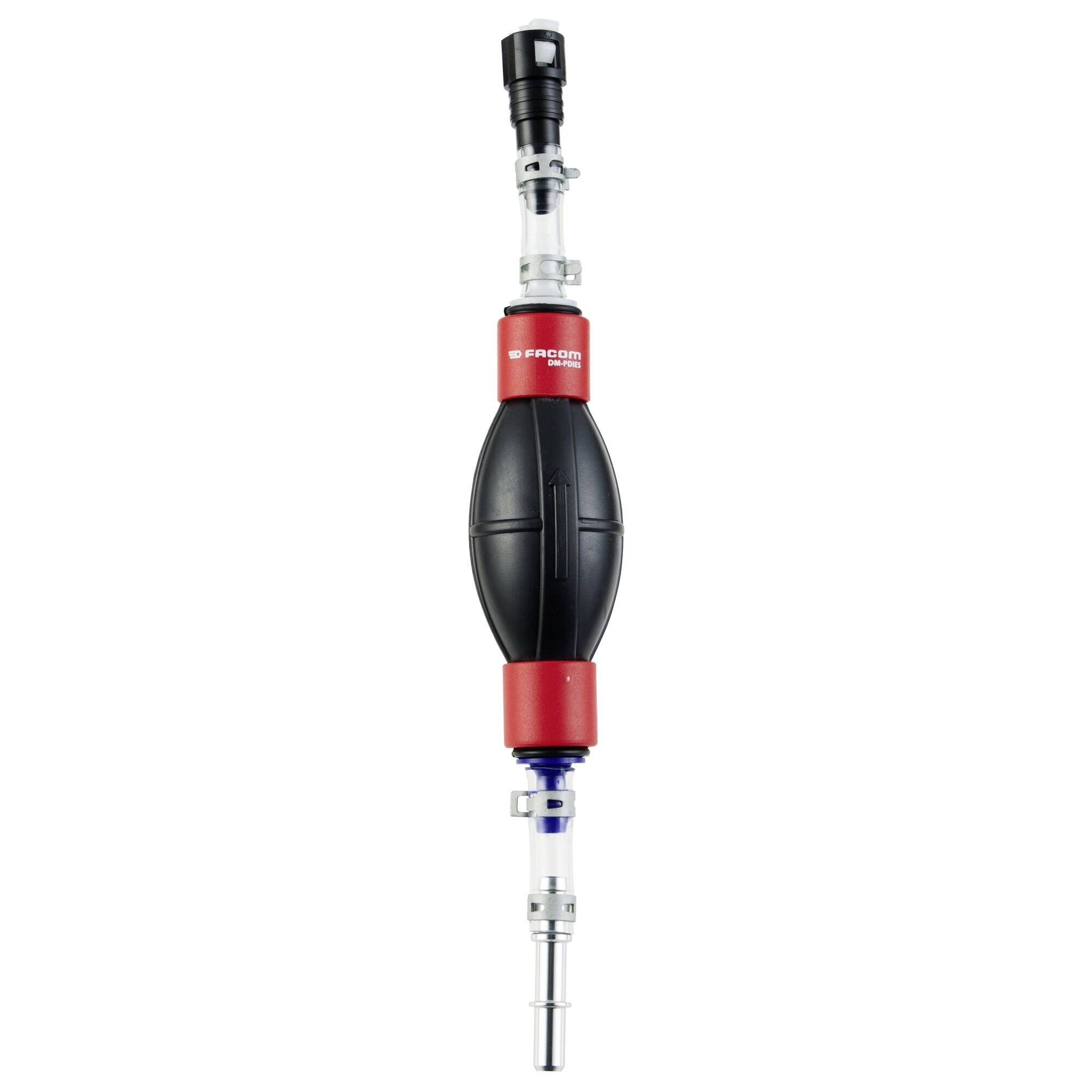 'Facom oil suction pump' with a black and red bulb and multiple nozzles, used for extracting or transferring automotive fluids.