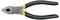 A pair of pliers with black and yellow handles on a white background, used for gripping, bending, or cutting wire and small objects.
