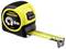 A yellow and black 5-meter Stanley Fatmax tape measure, extended slightly, with a French flag label indicating it's made in France.