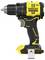 A yellow and black cordless drill labeled 'Stanley Fatmax V20' with a metallic chuck and ergonomic grip.