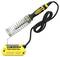 'Stanley' branded yellow and black soldering iron with a spiral holder and connected power cord.