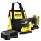'Sander set with bag, battery, and charger from Stanley FatMax, showcasing a yellow and black design aimed at woodworking tasks.'