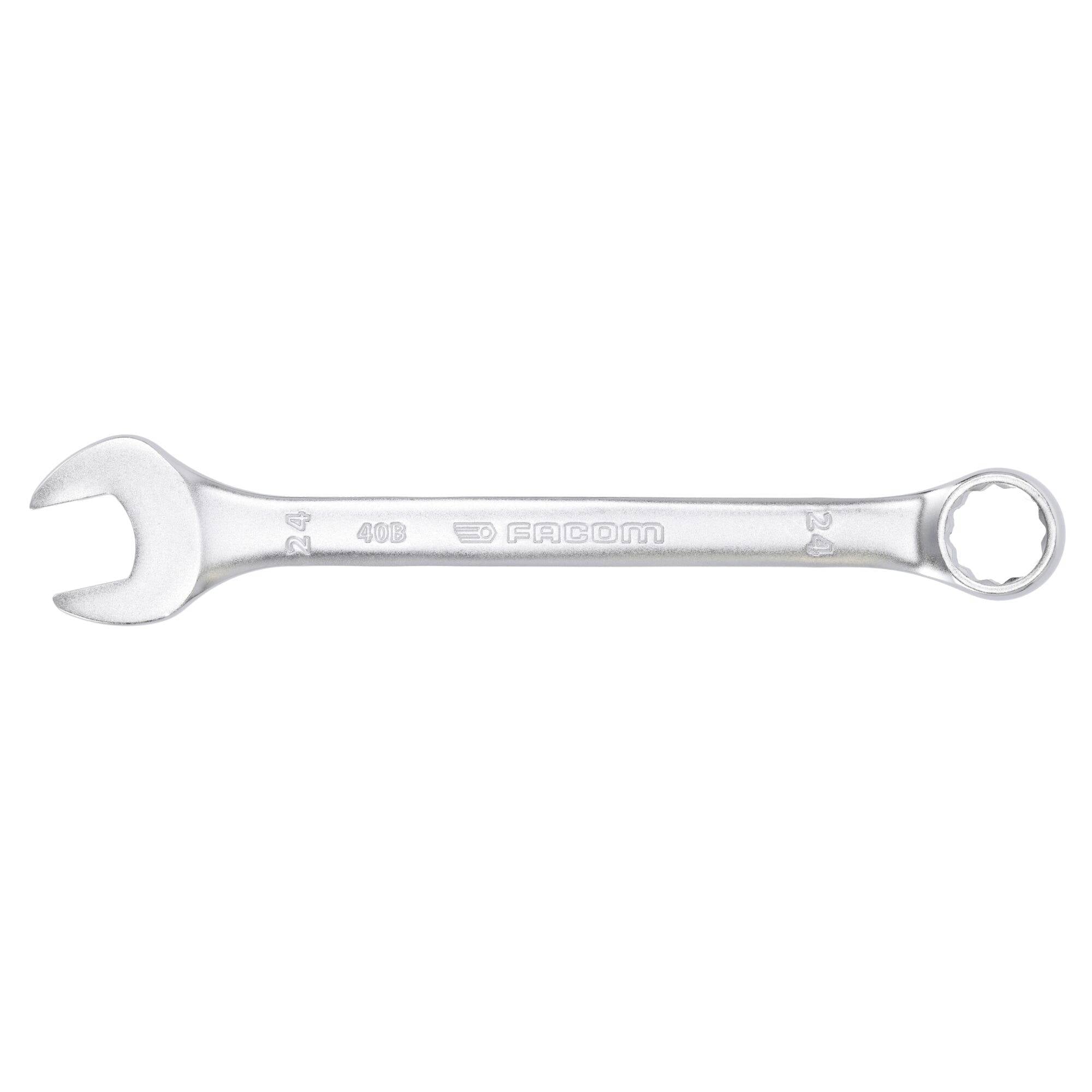 'A metallic open-end and ring spanner by Facom, displaying model number 401S, used for tightening bolts and nuts.'