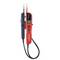 'Electric voltage tester with an LCD screen and two probes, one red and one black. Displays voltage levels for electrical diagnostics.'