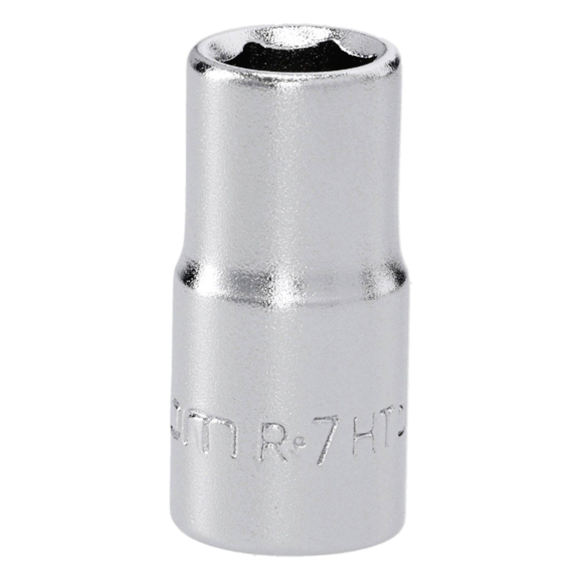 A silver, cylindrical socket wrench with a hexagonal opening, marked with size '11mm R-7 HT.'
