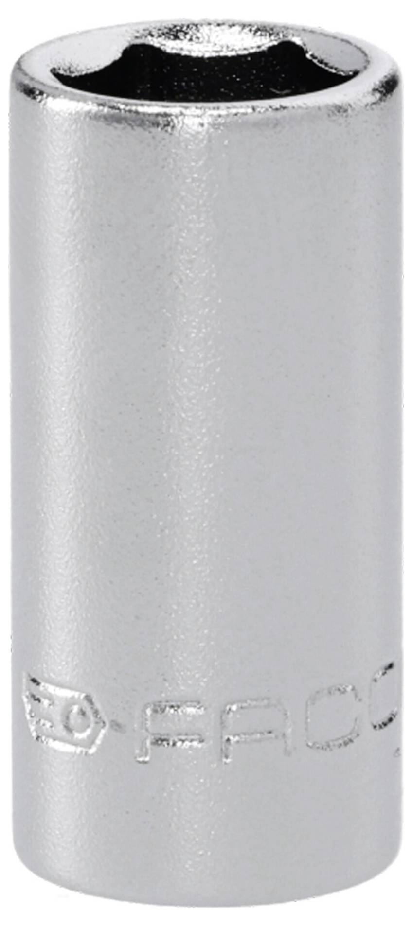 A metal socket tool for tightening or loosening nuts, marked with the brand name, cylindrical shape, and reflective silver finish.
