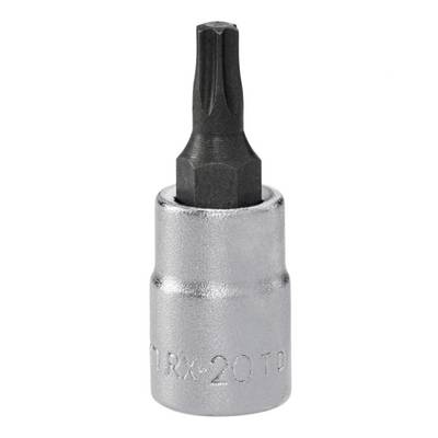 A silver and black Torx bit with 'TRX 20' engraved on the side, indicating its size for use with corresponding fasteners.