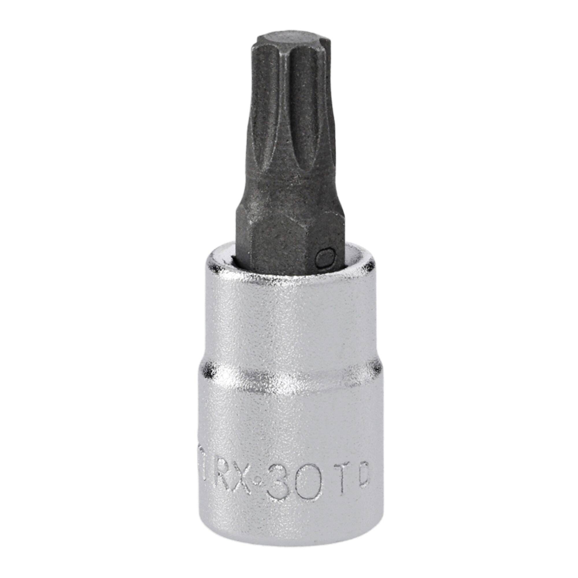 A silver torx socket with a black screwdriver bit labeled 'TRX 30 TD'.