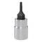 A metal Torx bit screwdriver with a T7 star-shaped head encased in a shiny silver socket, used for loosening screws with star patterns.